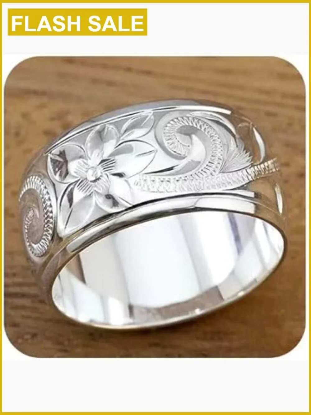 925 Sterling Silver Carved Flower Ring Stackable Band Engagement Wedding Size 10